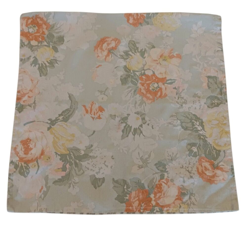 1 Pottery Barn Elora Pillow Cover Floral Paisley Linen Cotton Green Orange 24x24
